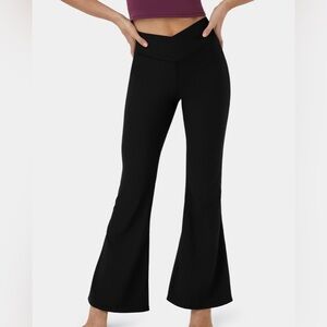 Crossover Wide Leg Flare Black Leggings